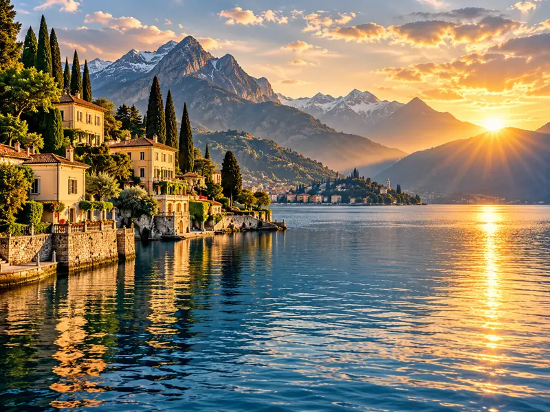 Lago italiano al atardecer