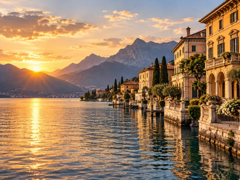 Villas europeas junto al lago